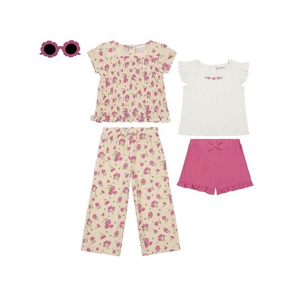 Little Lass Girl 4Pc Set With Sunglasses  100% Cotton - Picture 1 of 5